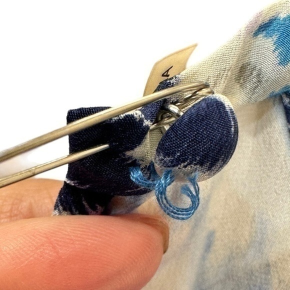 Rebecca Taylor Blue White Cloud Halter Silk Dress - Picture 7 of 9